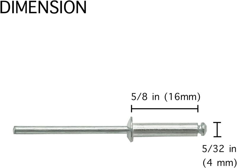 ORSTIO 200 Pcs 5/32" x 5/8" Aluminum Pop Rivets, 4 x 16mm Blind Rivets, 4 x 16mm - Image 2